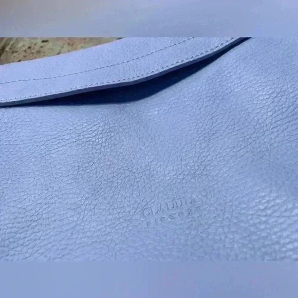 Claudia Firenze Purse Blue Medium Flap Camel Color Block 100% Leather NWT READ - Picture 2 of 16